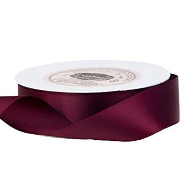 VATIN Double Face Wine Satin Ribbon for Gift Wrapping and Crafts
