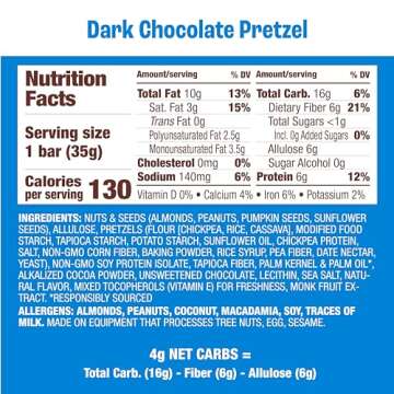 Munk Pack Nut & Seed Bar Pretzel Variety Pack - 1g Sugar, Low Carb & Keto, 6g Protein - Gluten Free, Plant Based, Zero Added Sugar - Sweet & Salty Breakfast & Snack Bars, 2 Flavors | 6 Bars