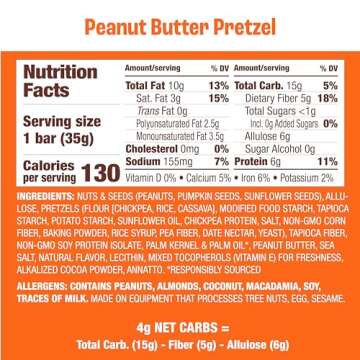 Munk Pack Nut & Seed Bar Pretzel Variety Pack - 1g Sugar, Low Carb & Keto, 6g Protein - Gluten Free, Plant Based, Zero Added Sugar - Sweet & Salty Breakfast & Snack Bars, 2 Flavors | 6 Bars