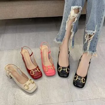 EDWRD Women's Mary Jane Shoes Sexy High Heels Horsebit Mary Jane Shoes Square Toe Block Heel Sandals,Black-38