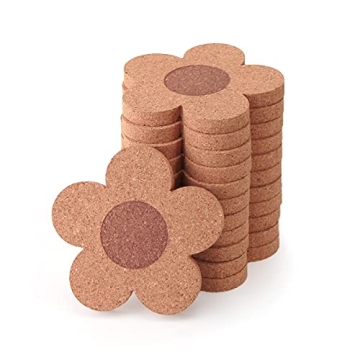 12PCS Cork Coasters - Absorbent Floral Design Set