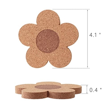 12PCS Cork Coasters - Absorbent Floral Design Set