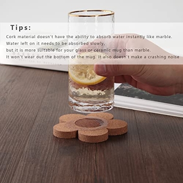 12PCS Cork Coasters - Absorbent Floral Design Set