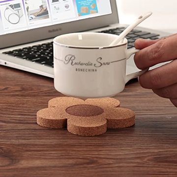12PCS Cork Coasters - Absorbent Floral Design Set