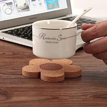 12PCS Cork Coasters - Absorbent Floral Design Set