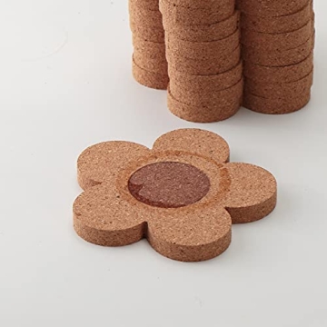 12PCS Cork Coasters - Absorbent Floral Design Set