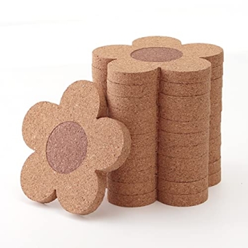 12PCS Cork Coasters - Absorbent Floral Design Set