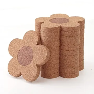 12PCS Cork Coasters - Absorbent Floral Design Set