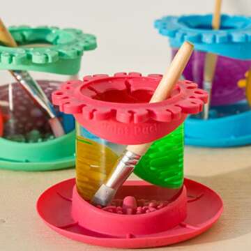 Paint Brush Cleaner Rinse Cup (All-in-One) Fine Art, Studio, Classroom | Brushes Holder & Silicone C...