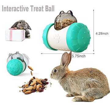 Interactive Treat Ball for Rabbits, Roll and Push, Use with Diced Carrot, Dried Herbs or Dried Fruit, Snack Toy Ball for Rabbits, Guinea Pigs, Chinchillas, Hamsters, Gerbils, Rat Ect