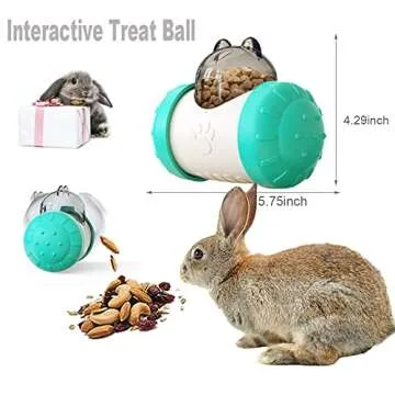 Interactive Treat Ball for Rabbits, Roll and Push, Use with Diced Carrot, Dried Herbs or Dried Fruit...