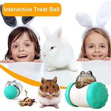 Interactive Treat Ball for Rabbits, Roll and Push, Use with Diced Carrot, Dried Herbs or Dried Fruit, Snack Toy Ball for Rabbits, Guinea Pigs, Chinchillas, Hamsters, Gerbils, Rat Ect