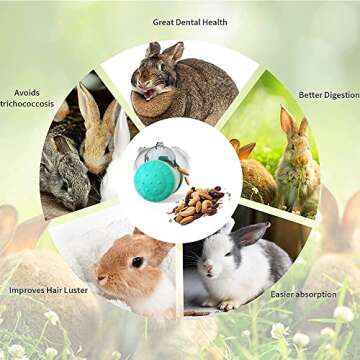 Interactive Treat Ball for Rabbits, Roll and Push, Use with Diced Carrot, Dried Herbs or Dried Fruit, Snack Toy Ball for Rabbits, Guinea Pigs, Chinchillas, Hamsters, Gerbils, Rat Ect