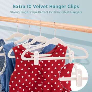 Tonswachic Baby Velvet Hangers 50 Pack - 11" Inch Premium Non Slip Kids Felt Hangers for Clothes - Ultra Thin Baby Felt Hangers for Toddler Kids' Closet with 10 Hanger Clips - Beige