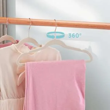 Tonswachic Baby Velvet Hangers 50 Pack - 11" Inch Premium Non Slip Kids Felt Hangers for Clothes - Ultra Thin Baby Felt Hangers for Toddler Kids' Closet with 10 Hanger Clips - Beige