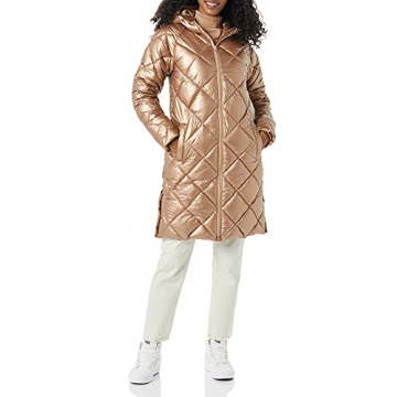 Amazon Essentials Women's Heavyweight Diamond Quilted Knee Length Hooded Puffer Winter Coat