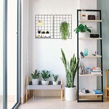 GBYAN Wall Grid 2 Pack Wire Photo Grid Panels Black Memo Board Wall Organizer (black)