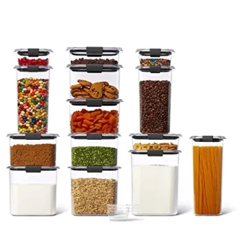 Rubbermaid Brilliance 14-Piece Food Storage Container Set with Scoops, Airtight, BPA-Free, for Kitch...
