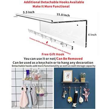 Clear Acrylic Floating Shelves Set of 4 for Lego Sets Funko Pop Collectibles Bookshelf Figures Plant Picture Photo Modern Wall Ledge Floating Shelf for Bedroom Decor Living Room Wall Mounted