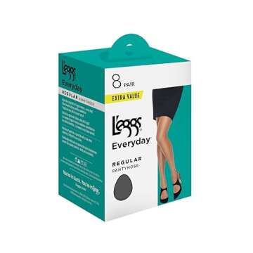 L'eggs Everyday Standard-Panty Sheer Toe Pantyhose for All Day Comfort, 100% Nylon, Suntan, Size B (Pack of 8)