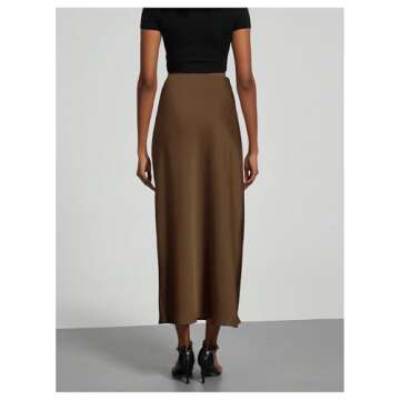 Elegant SOLY HUX Satin Fishtail Midi Skirt for Women