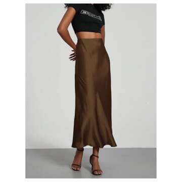 Elegant SOLY HUX Satin Fishtail Midi Skirt for Women