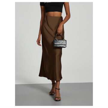 Elegant SOLY HUX Satin Fishtail Midi Skirt for Women