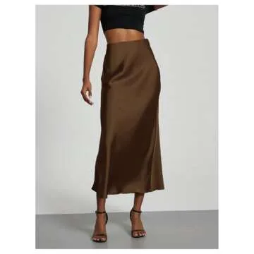 Elegant SOLY HUX Satin Fishtail Midi Skirt for Women