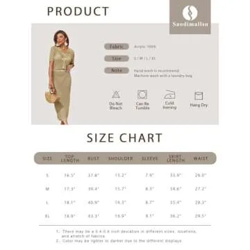 Saodimallsu Women Crochet Beach Cover Up Set Knit Crop Button Short Sleeve Collar Top Bodycon Long Skirt 2 Piece Outfits