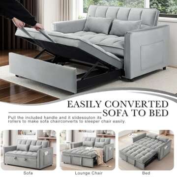 howcool 3 in 1 Convertible Sleeper Sofa Bed Grey