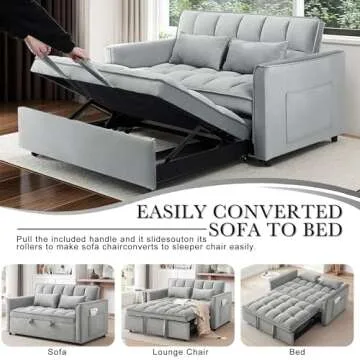howcool 3 in 1 Convertible Sleeper Sofa Bed Grey