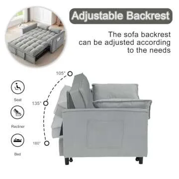 howcool 3 in 1 Convertible Sleeper Sofa Bed Grey