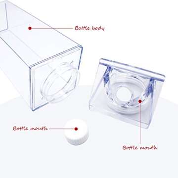 2 Pack 33oz Milk Carton Water Bottle -Clear Square Milk Bottles BPA Free Portable Water Bottle with Straws & Cleaning Brush and Bottle Brush for Outdoor Sports Travel Camping Activities(H06)