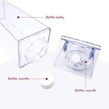 2 Pack 33oz Milk Carton Water Bottle -Clear Square Milk Bottles BPA Free Portable Water Bottle with Straws & Cleaning Brush and Bottle Brush for Outdoor Sports Travel Camping Activities(H06)