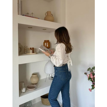 EsheSy Women's Bow Tie Front Babydoll Blouse for Summer Style