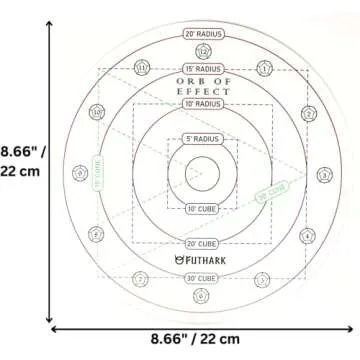 Futhark DND Spell Template Large to 30' Cube & 30' Cone, D&D AOE Spell Template - Measure Area of Effect Spell Template DND Accessories, D&D Accessories, Great DM Gift!