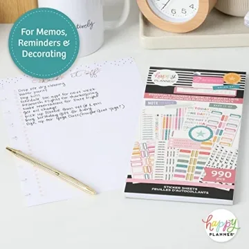 Happy Planner Sticker Pad - 990 Multi-Color Stickers for Fun Planning