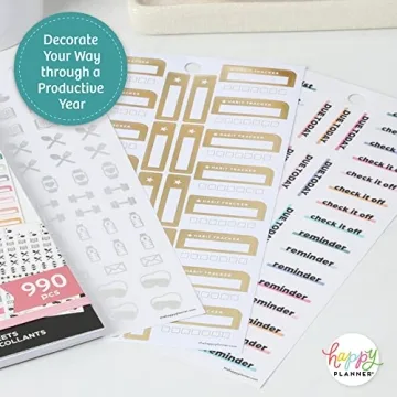 Happy Planner Sticker Pad - 990 Multi-Color Stickers for Fun Planning