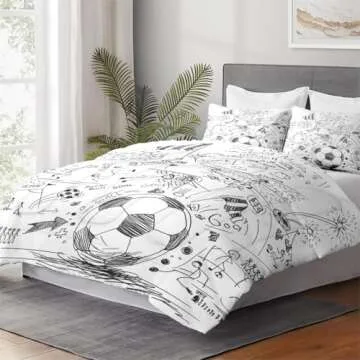 WeCozy Twin Size Comforter Set with Pillowcase, Game Painting Ball Cup Soccer Soft 2 Pcs Bedding for Kids and Adults Bedroom Bed Decor