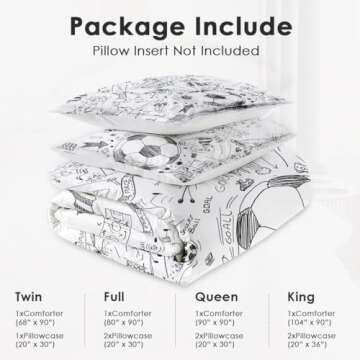 WeCozy Twin Size Comforter Set with Pillowcase, Game Painting Ball Cup Soccer Soft 2 Pcs Bedding for Kids and Adults Bedroom Bed Decor