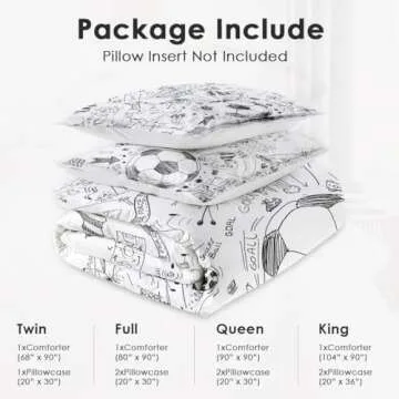 WeCozy Twin Size Comforter Set with Pillowcase, Game Painting Ball Cup Soccer Soft 2 Pcs Bedding for Kids and Adults Bedroom Bed Decor