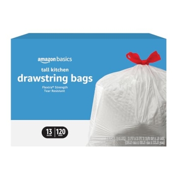 Amazon Basics Flextra Tall Kitchen Trash Bags - 13 Gallon, 120 Count, Tear-Resistant