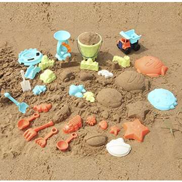 JOYIN 28 Pcs Beach Sand Toys Set with Mesh Bag for Pool Party Sand Toys for Toddlers Kids Outdoor Play
