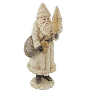 RAZ Imports Glittered Resin Santa Figure (White)