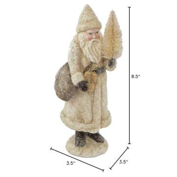 RAZ Imports Glittered Resin Santa Figure (White)