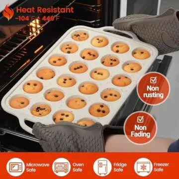 CAKETIME Mini Muffin Pan, Metal Reinforced Frame Mini Cupcake Pans 24 Cups Nonstick Mini Muffin Silicone Molds with Handle for Baking Muffins, Cupcakes, Egg Bites 2 Pack