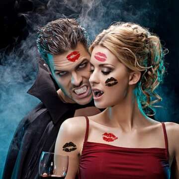 10 Sheets Red Lip Temporary Tattoo, Lip Print Stickers Self Adhesive, Face Body Waterproof Bright Co...