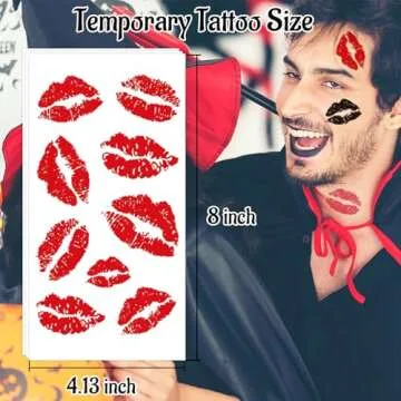 10 Sheets Red Lip Temporary Tattoo, Lip Print Stickers Self Adhesive, Face Body Waterproof Bright Color Kisses Sticker, Costume Accessories Birthday Party Decorations