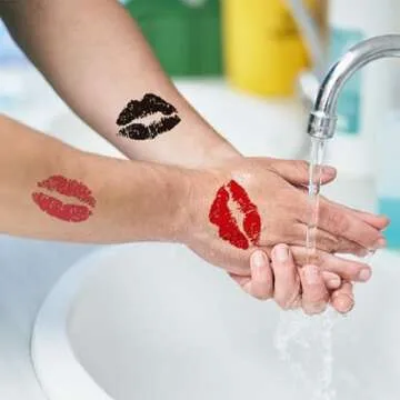 10 Sheets Red Lip Temporary Tattoo, Lip Print Stickers Self Adhesive, Face Body Waterproof Bright Color Kisses Sticker, Costume Accessories Birthday Party Decorations