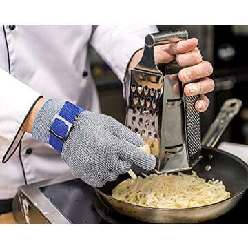 Schwer ANSI A9 Cut Resistant Glove, Food Grade Stainless Steel wire Mesh Metal Gloves, Knife Cutting Gloves for kitchen Mandoline Slicing Butcher Meat Cutting Oyster Shucking Fish Fillet（L, 1 PCS）
